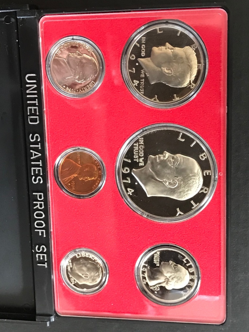 1974 US Mint Proof Set OGP - 6 coins - Clad JFK Half & Ike Dollar- Lincoln Cent